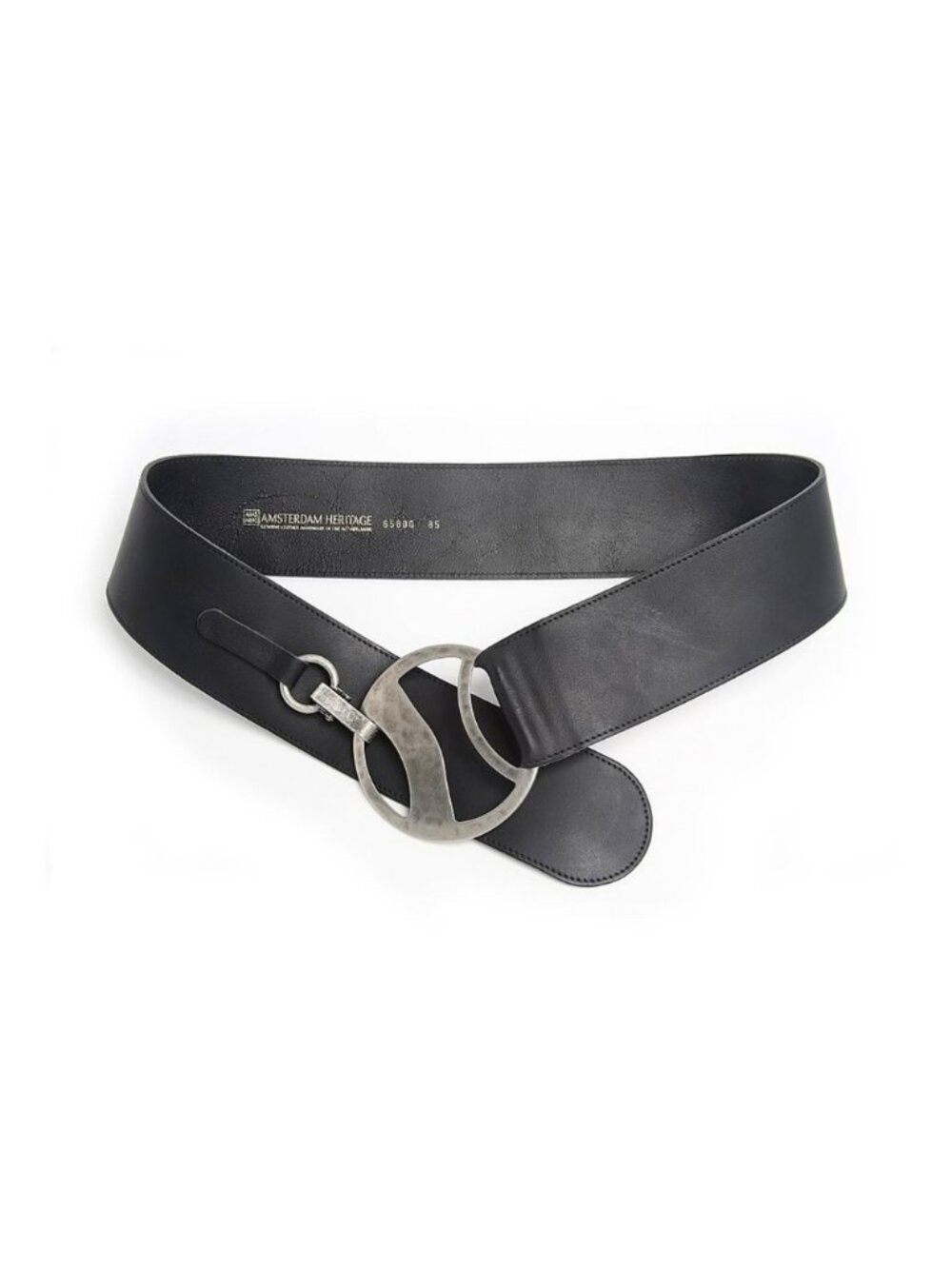 Amsterdam Heritage Black NWOT Leather Belt With Silver Hook-Up Buckle